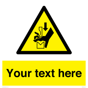 Custom warning hand crushing between press brake tool